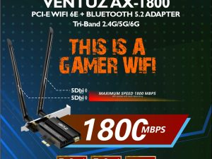 VENTUZ - AX-1800 PCI-E WIFI 6E + BLUETOOTH 5.2 ADAPTER Tri-Band 2.4G/5G/6G