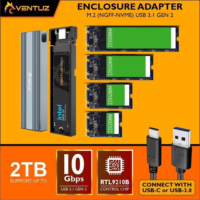 Ventuz Enclosure Adapter Ssd M Ngff Nvme Gen Usb Gen