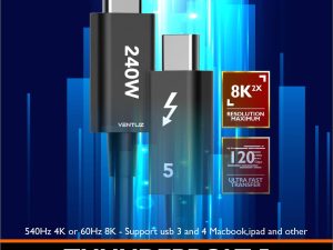 VENTUZ CABLE USB C TO C THUNDERBOLT 5 240W 120Gbps - 2M