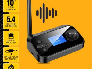 Ventuz - V41 Multifuncion bluetooth 5.4 Transmitter & Receiver with Screen TX RX 2 way support Micro sd | Optical