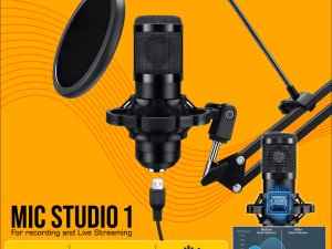 Ventuz - STUDIO 1 Stand Mic Adjustable Microphone Boom Arm Clip di Meja for Podcast Recording