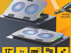 Ventuz – METAL Cooler pad SILVER COOL 2000RPM RGB with phone holder