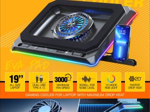 Ventuz - Gaming Cooler pad Twister V2 RAPID COOLING 3000RPM dual USB Type A / C